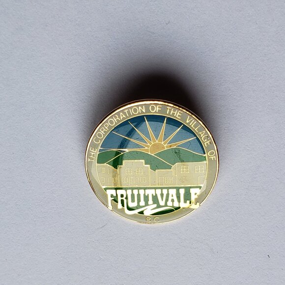 The Corporation Of the Village Of Fruitvale BC Enamel Brooch Lapel Pin - Picture 1 of 2